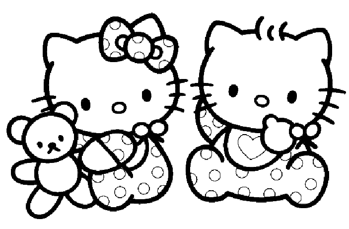 coloriage Hello kitty joue avec sa soeur